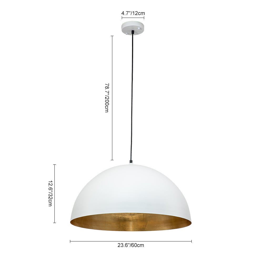 Modern Industrial Oversized Dome Pendant Light, Adjustable Height, Metal Finish, Single-Light