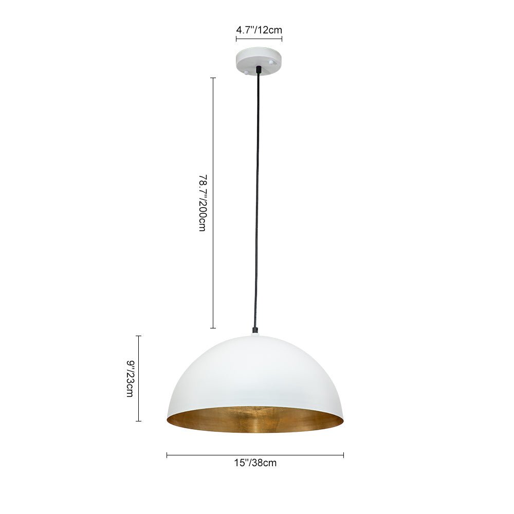 Modern Industrial Oversized Dome Pendant Light, Adjustable Height, Metal Finish, Single-Light