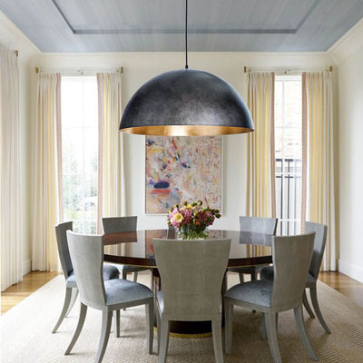 Modern Industrial Oversized Dome Pendant Light, Adjustable Height, Metal Finish, Single-Light