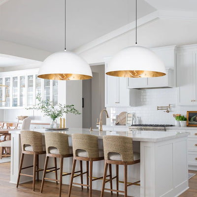 Modern Industrial Oversized Dome Pendant Light, Adjustable Height, Metal Finish, Single-Light