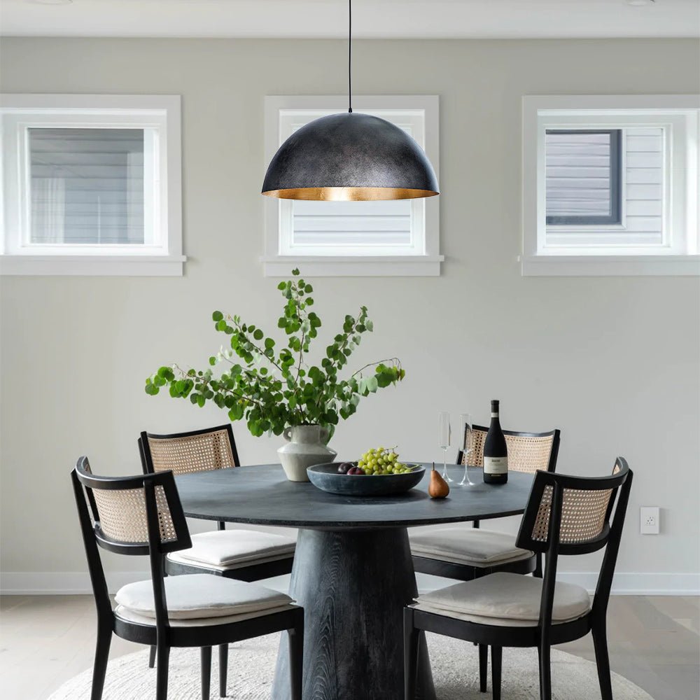 Modern Industrial Oversized Dome Pendant Light, Adjustable Height, Metal Finish, Single-Light
