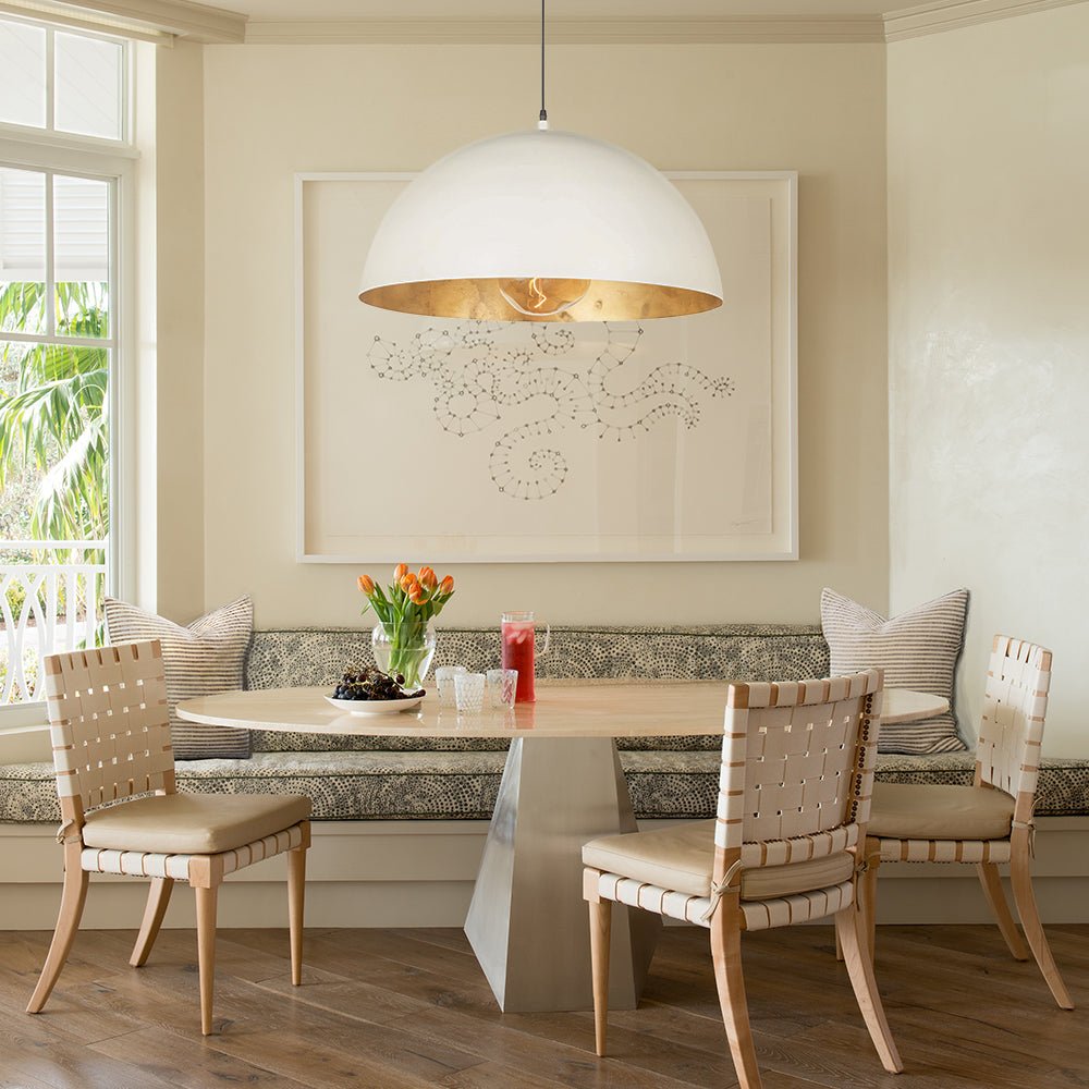 Modern Industrial Oversized Dome Pendant Light, Adjustable Height, Metal Finish, Single-Light