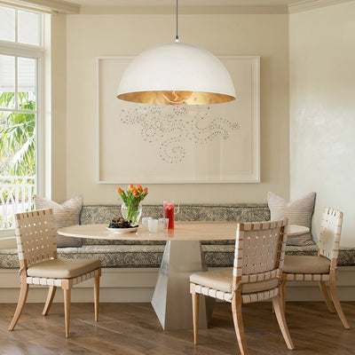 Modern Industrial Oversized Dome Pendant Light, Adjustable Height, Metal Finish, Single-Light