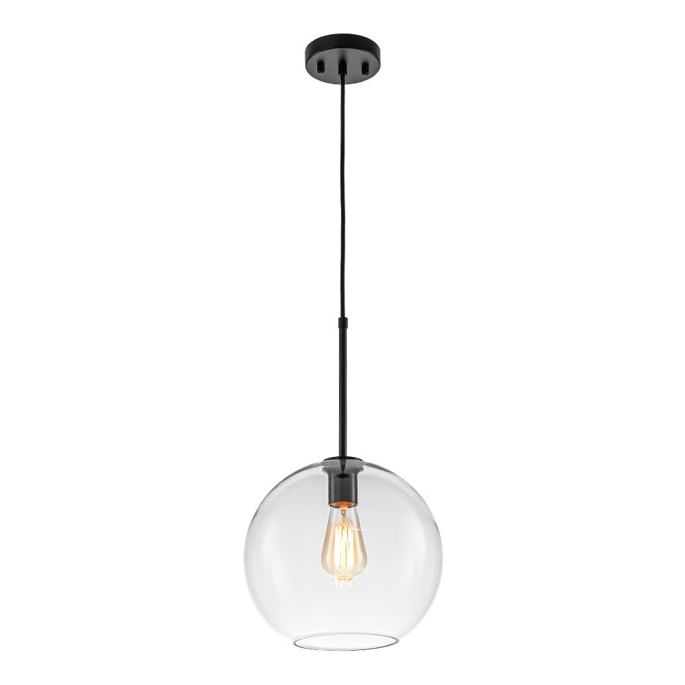 Modern Sculptural Single Glass Globe Pendant Light, Dimmable, Adjustable Height