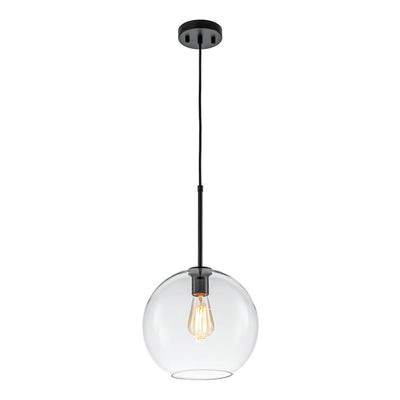 Modern Sculptural Single Glass Globe Pendant Light, Dimmable, Adjustable Height