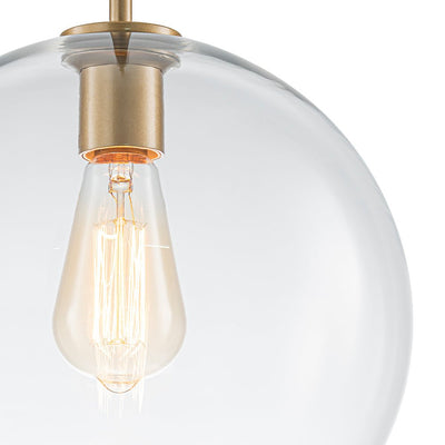 Modern Sculptural Single Glass Globe Pendant Light, Dimmable, Adjustable Height