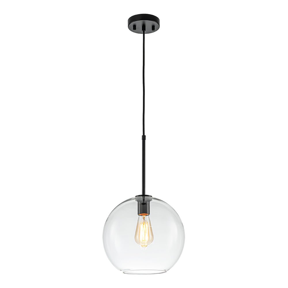 Modern Sculptural Single Glass Globe Pendant Light, Dimmable, Adjustable Height