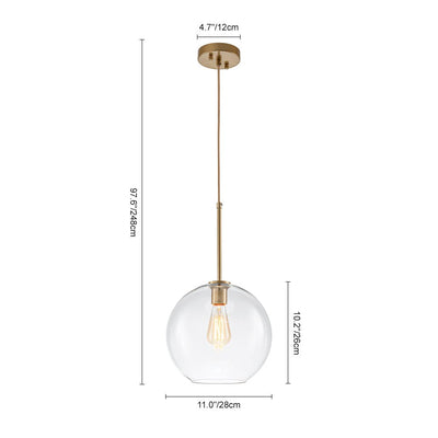 Modern Sculptural Single Glass Globe Pendant Light, Dimmable, Adjustable Height