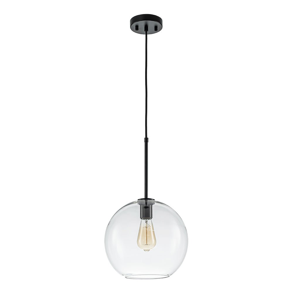 Modern Sculptural Single Glass Globe Pendant Light, Dimmable, Adjustable Height
