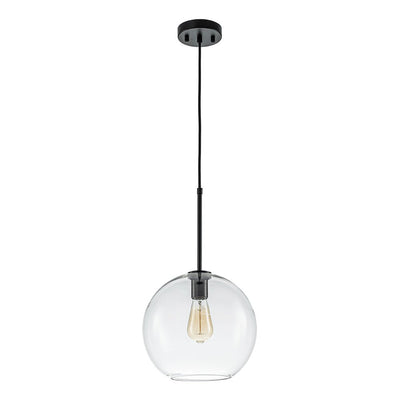 Modern Sculptural Single Glass Globe Pendant Light, Dimmable, Adjustable Height