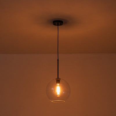 Modern Sculptural Single Glass Globe Pendant Light, Dimmable, Adjustable Height