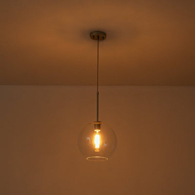 Modern Sculptural Single Glass Globe Pendant Light, Dimmable, Adjustable Height