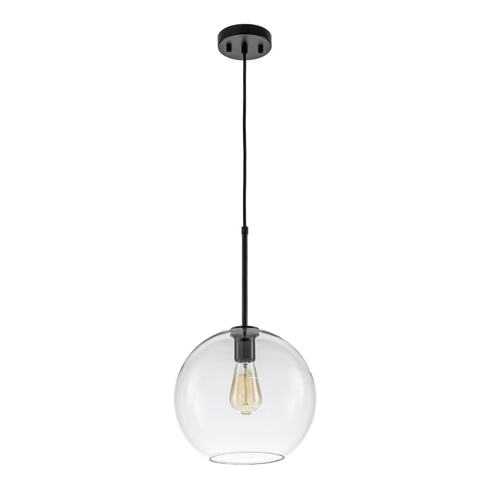 Modern Sculptural Single Glass Globe Pendant Light, Dimmable, Adjustable Height