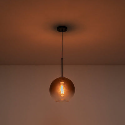Modern Sculptural Single Glass Globe Pendant Light, Dimmable, Adjustable Height