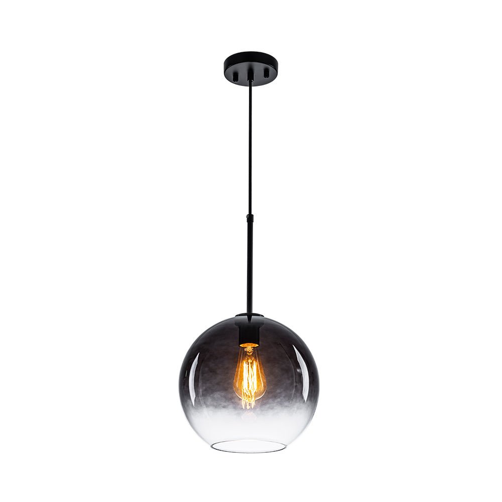 Modern Sculptural Single Glass Globe Pendant Light, Dimmable, Adjustable Height