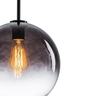 Modern Sculptural Single Glass Globe Pendant Light, Dimmable, Adjustable Height