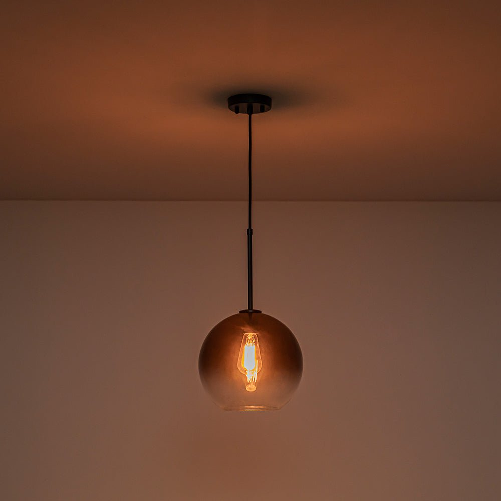 Modern Sculptural Single Glass Globe Pendant Light, Dimmable, Adjustable Height