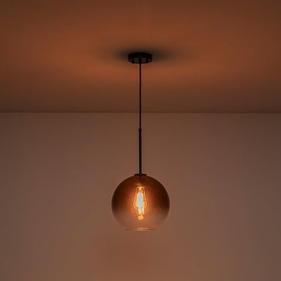 Modern Sculptural Single Glass Globe Pendant Light, Dimmable, Adjustable Height