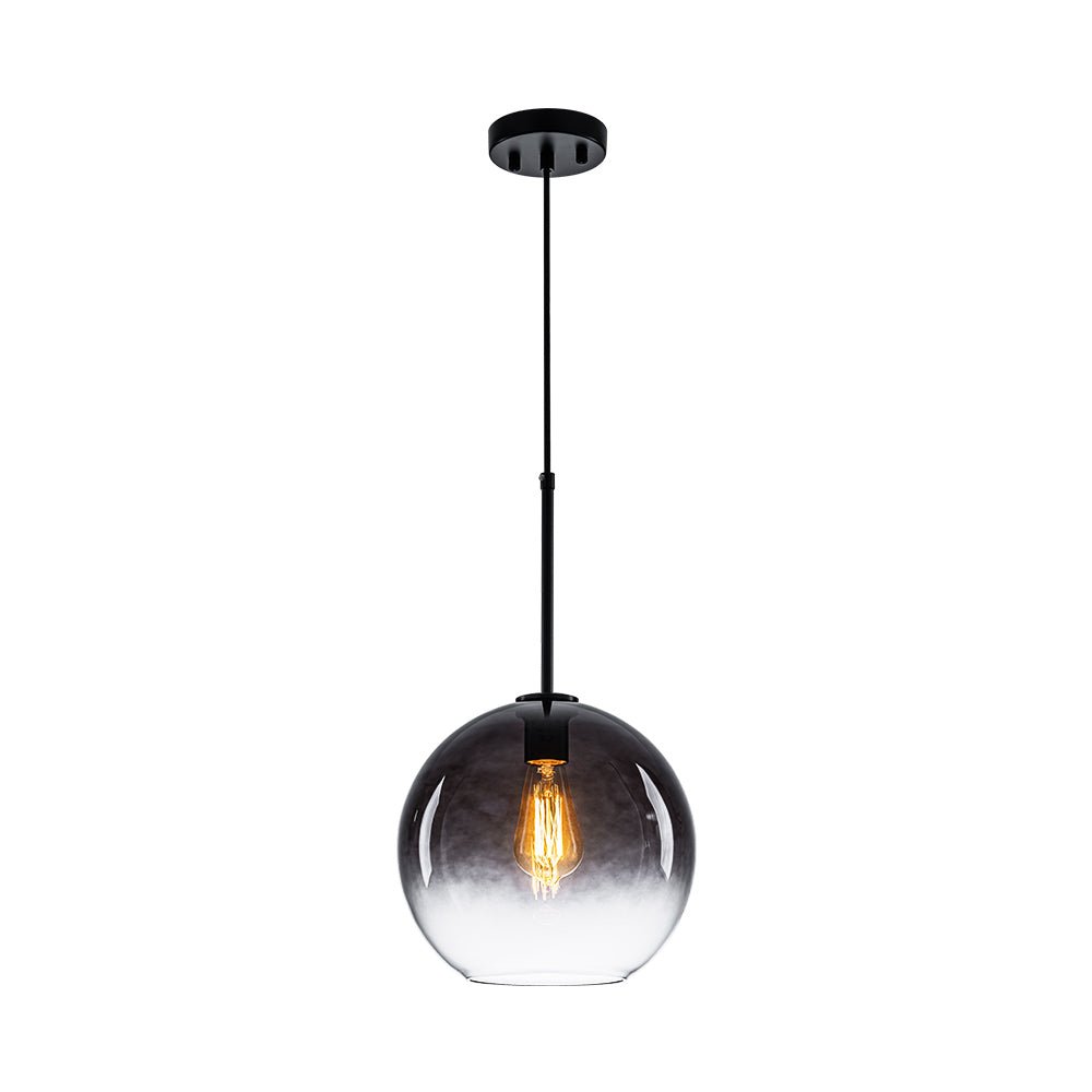Modern Sculptural Single Glass Globe Pendant Light, Dimmable, Adjustable Height
