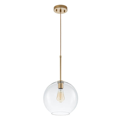 Modern Sculptural Single Glass Globe Pendant Light, Dimmable, Adjustable Height