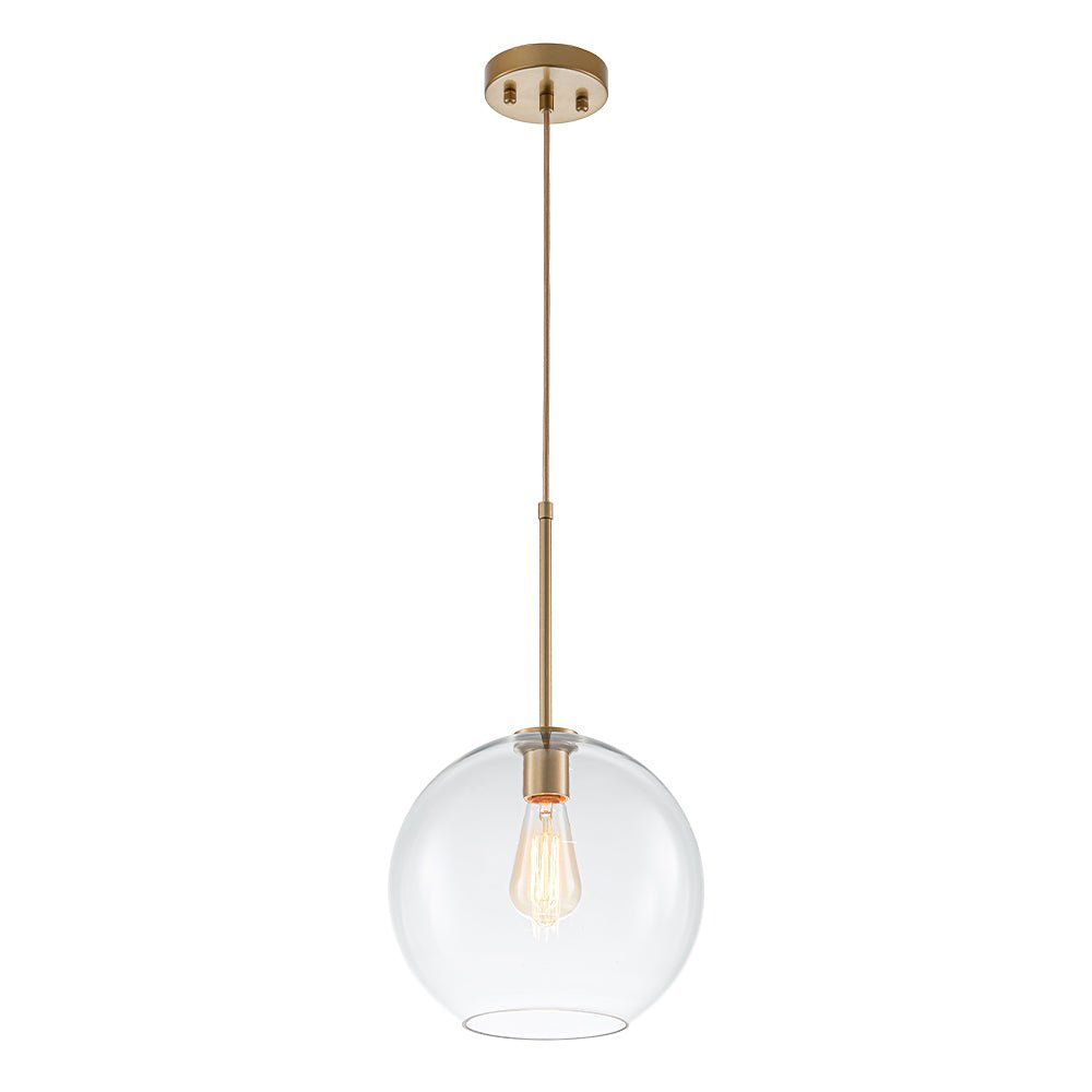 Modern Sculptural Single Glass Globe Pendant Light, Dimmable, Adjustable Height