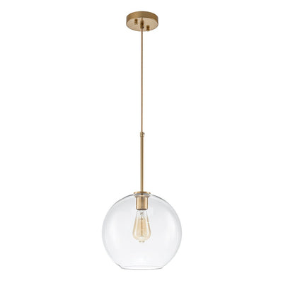 Modern Sculptural Single Glass Globe Pendant Light, Dimmable, Adjustable Height