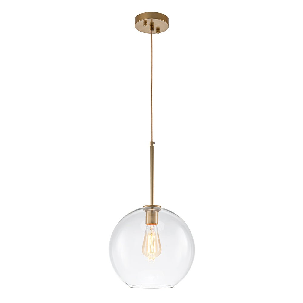 Modern Sculptural Single Glass Globe Pendant Light, Dimmable, Adjustable Height