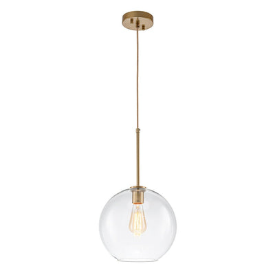 Modern Sculptural Single Glass Globe Pendant Light, Dimmable, Adjustable Height