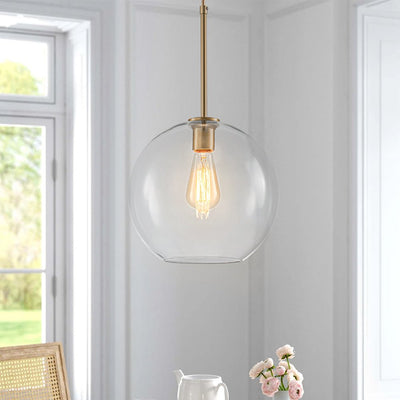 Modern Sculptural Single Glass Globe Pendant Light, Dimmable, Adjustable Height