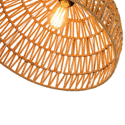 Elegant Handwoven Rattan Dome Pendant Light Fixture for Modern Interiors