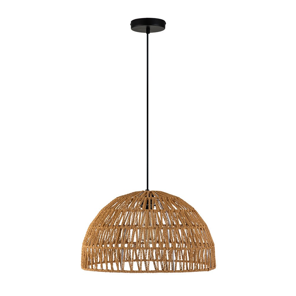 Elegant Handwoven Rattan Dome Pendant Light Fixture for Modern Interiors