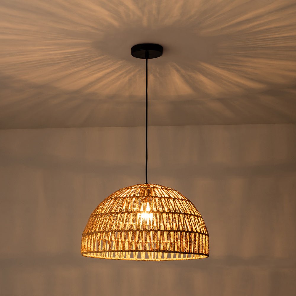 Elegant Handwoven Rattan Dome Pendant Light Fixture for Modern Interiors