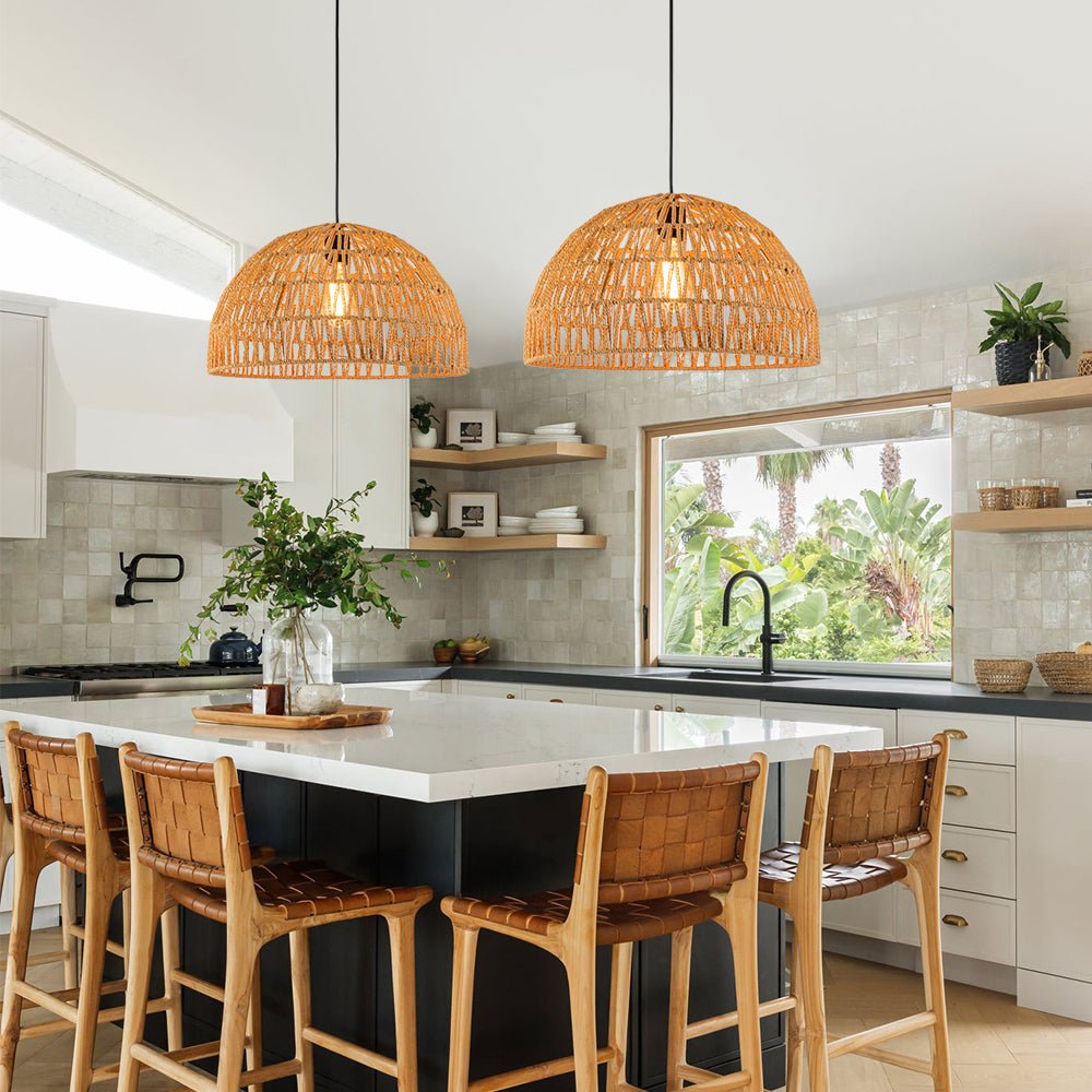 Elegant Handwoven Rattan Dome Pendant Light Fixture for Modern Interiors