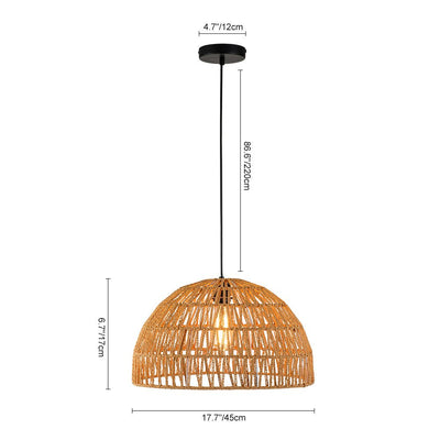Elegant Handwoven Rattan Dome Pendant Light Fixture for Modern Interiors