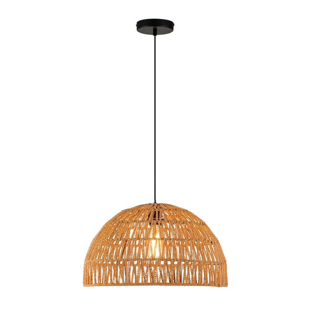 Elegant Handwoven Rattan Dome Pendant Light Fixture for Modern Interiors