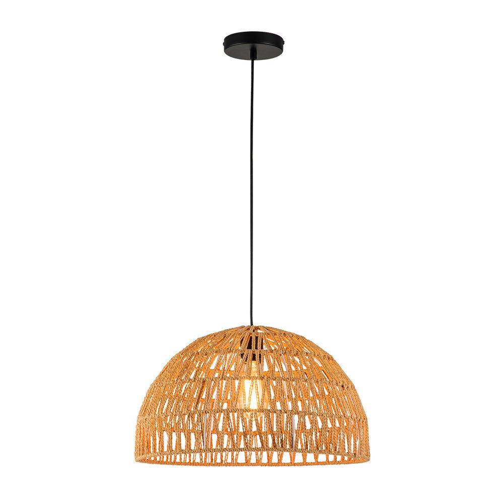 Elegant Handwoven Rattan Dome Pendant Light Fixture for Modern Interiors