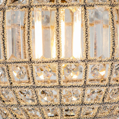 Elegant Dimmable Crystal Orb Pendant Light, Antique Brass Finish, Adjustable Chain