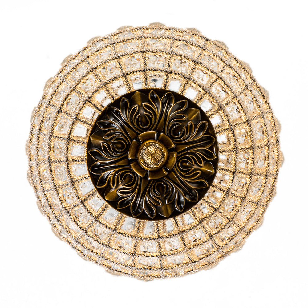 Elegant Dimmable Crystal Orb Pendant Light, Antique Brass Finish, Adjustable Chain