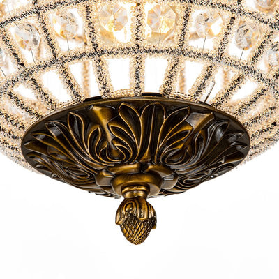 Elegant Dimmable Crystal Orb Pendant Light, Antique Brass Finish, Adjustable Chain