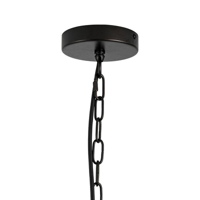 Traditional 3-Light Matte Black Fabric Drum Pendant, Dimmable, Adjustable Chain