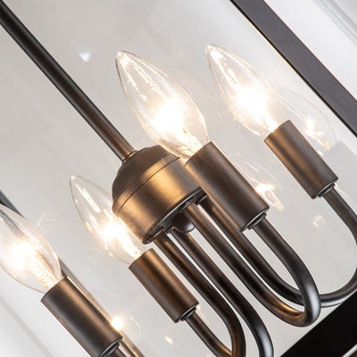Elegant 4-Light Lantern Pendant with Clear Glass Shade - Traditional Modern Fixture