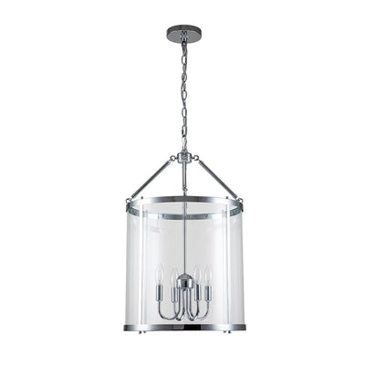Elegant 4-Light Lantern Pendant with Clear Glass Shade - Traditional Modern Fixture