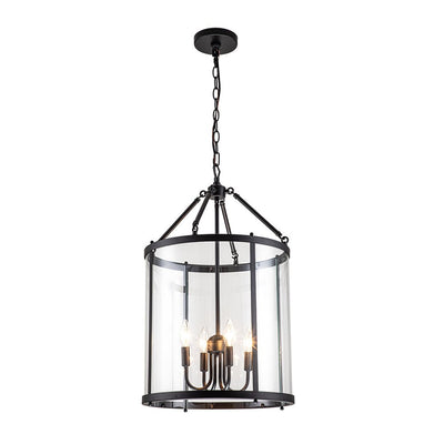Elegant 4-Light Lantern Pendant with Clear Glass Shade - Traditional Modern Fixture