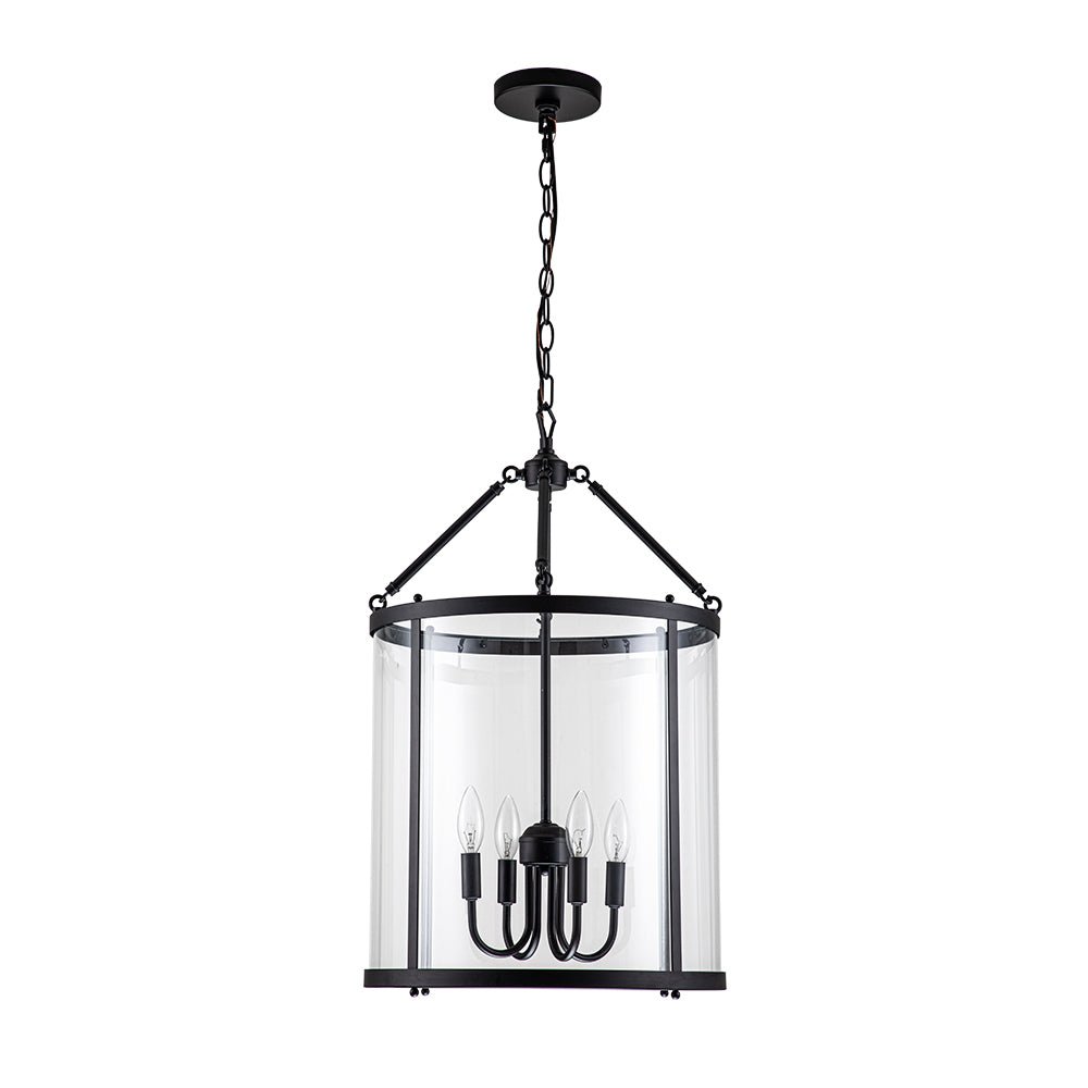 Elegant 4-Light Lantern Pendant with Clear Glass Shade - Traditional Modern Fixture
