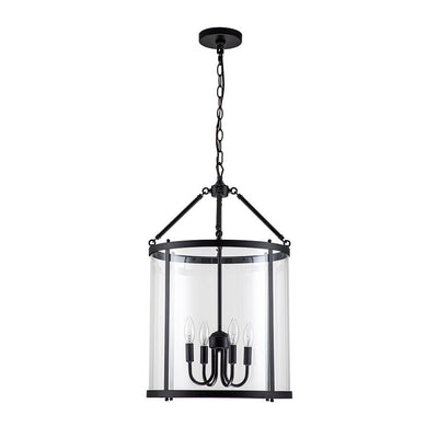Elegant 4-Light Lantern Pendant with Clear Glass Shade - Traditional Modern Fixture