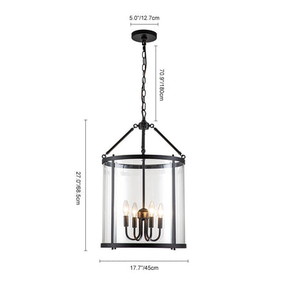 Elegant 4-Light Lantern Pendant with Clear Glass Shade - Traditional Modern Fixture