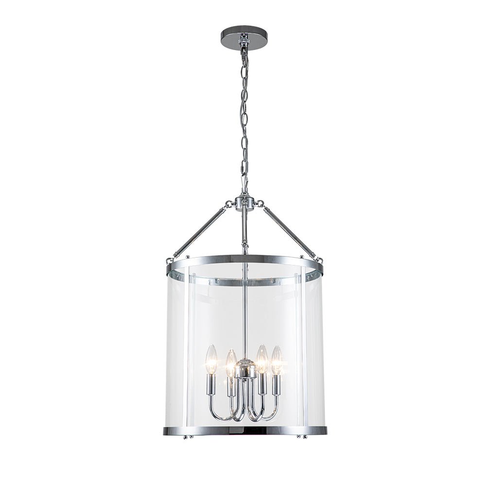 Elegant 4-Light Lantern Pendant with Clear Glass Shade - Traditional Modern Fixture