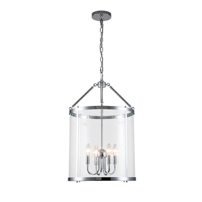 Elegant 4-Light Lantern Pendant with Clear Glass Shade - Traditional Modern Fixture