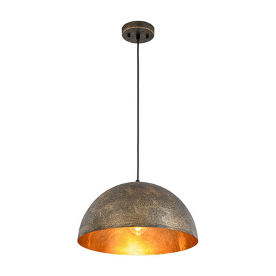 Unique Rustic Bronze Water-Erosion Dome Pendant Light, Dimmable, Adjustable
