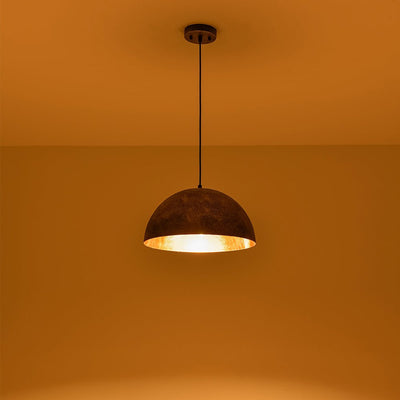 Unique Rustic Bronze Water-Erosion Dome Pendant Light, Dimmable, Adjustable